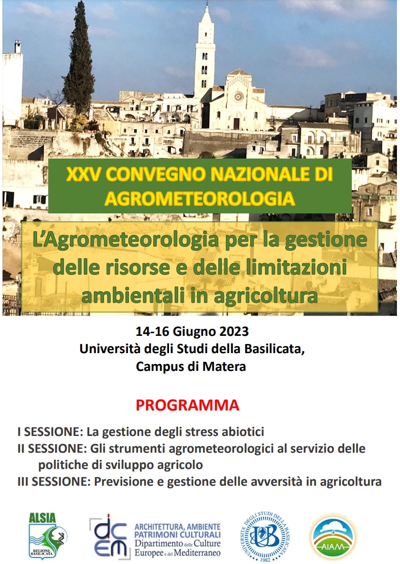 Presentazione dei risultati ottenuti nell'ambito del progetto OD4SA in occasione del XXV Convegno Nazionale di Agrometeorologia Matera (AIAM) - Matera, 14-16 giugno 2023